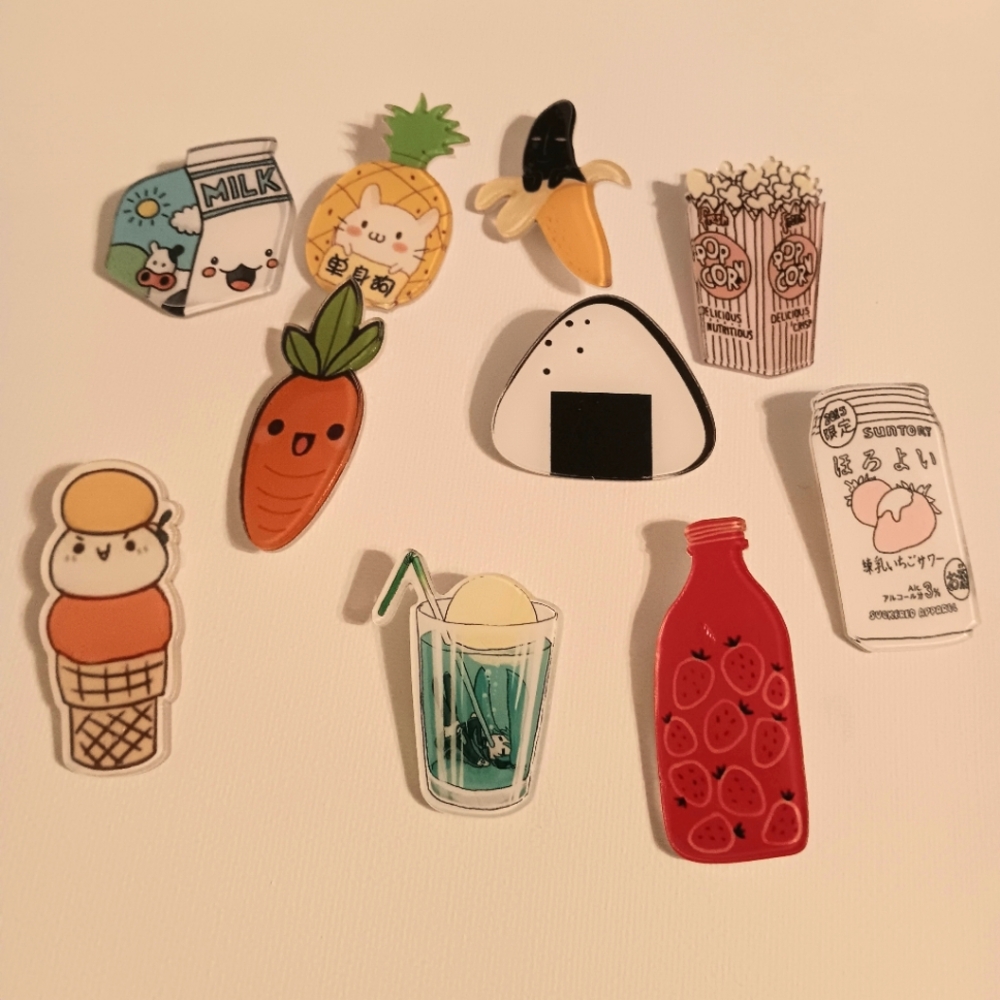 Set of 10 Assorted Kawaii Acrylic Pins